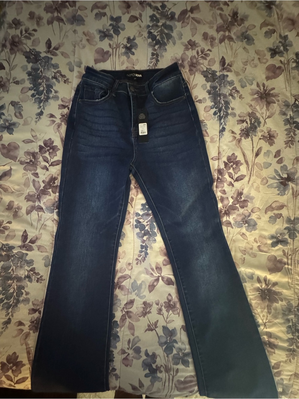 Fashion Nova Women's Dark Blue Boot Cut Jeans - Stretch Denim